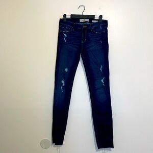 Hollister | Low Rise Super Skinny Distressed Blue Jeans